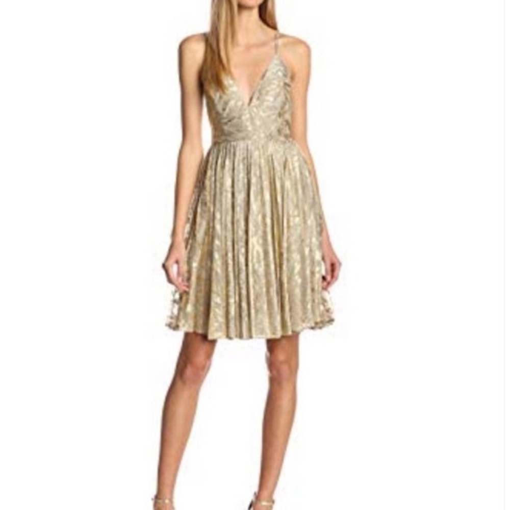 Sam Edelman Deep V Neck Gold Dress
